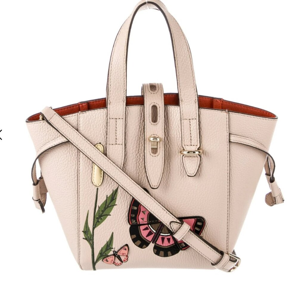 Furla leather top handle bag w/crossbody strap